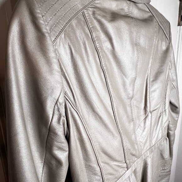 <RARE> Silver Leather Peplum Jacket - WHBM - Picture 7 of 7